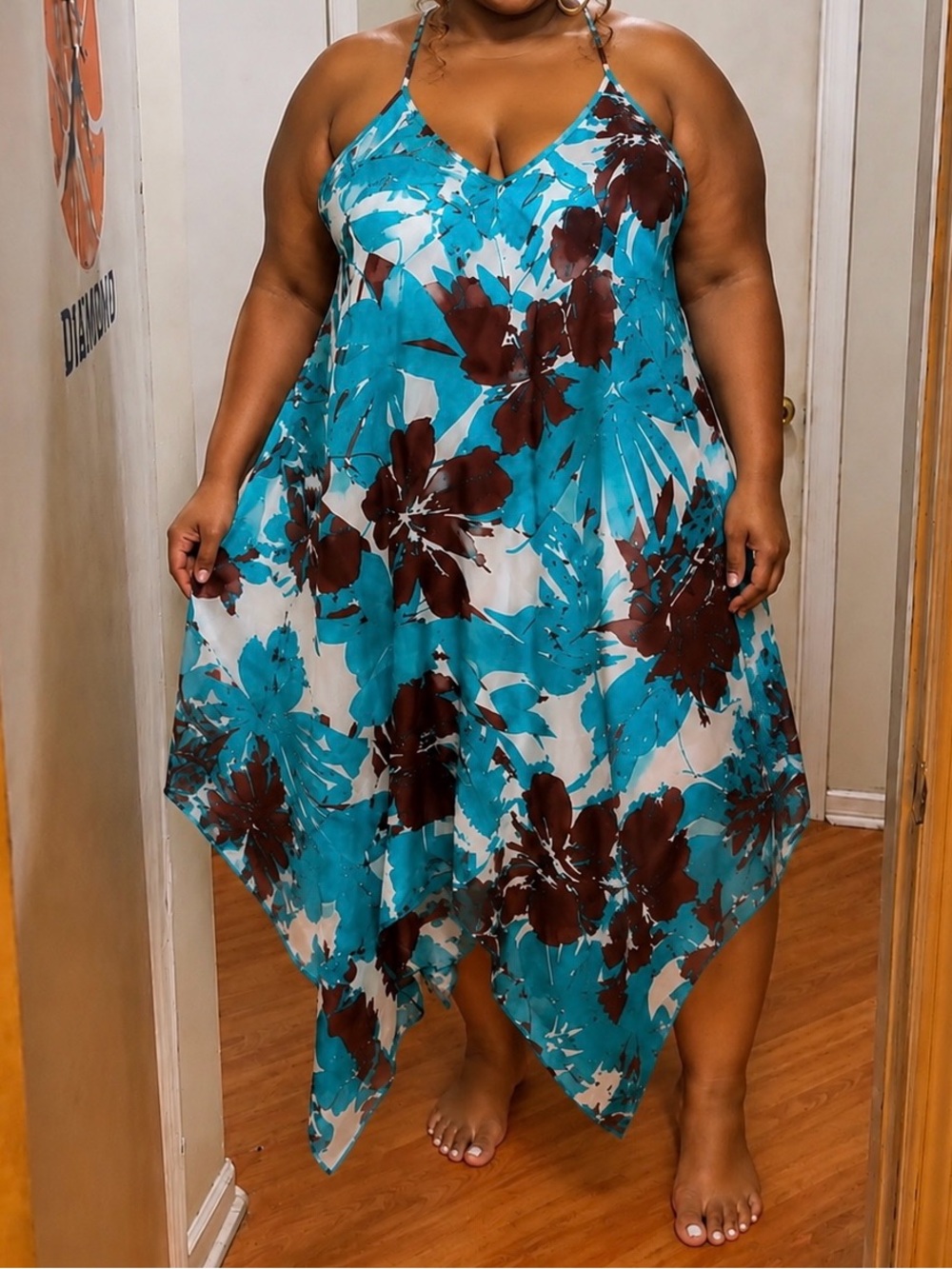 T.J.Maxx Teal & Brown Floral Maxi Dress - Picture 2 of 4